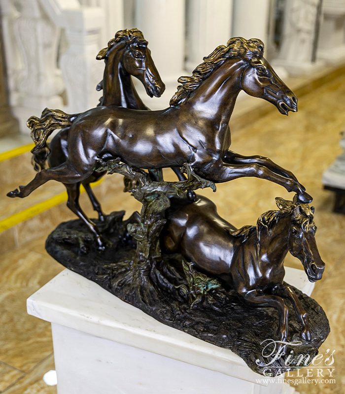 Bronze Statues  - Three Bronze Horses Sculpture - BS-1522